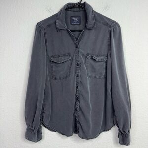 Abercrombie‎ Fitch Shirt Womens S Black Long Sleeve Button Utility Boho Grunge